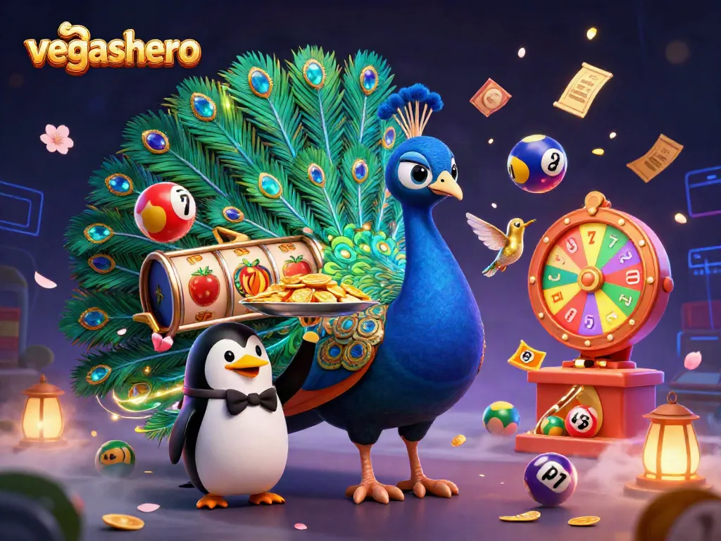 Experience thrilling slots and games at vegashero, showcasing vibrant colors and animated characters