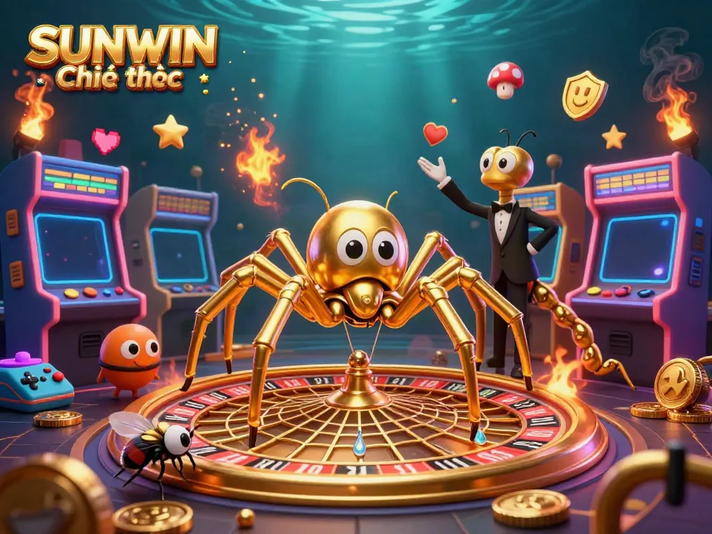 Experience thrilling bets with SUNWIN Chính thức as the golden spider spins the roulette web, encapsulating excitement.