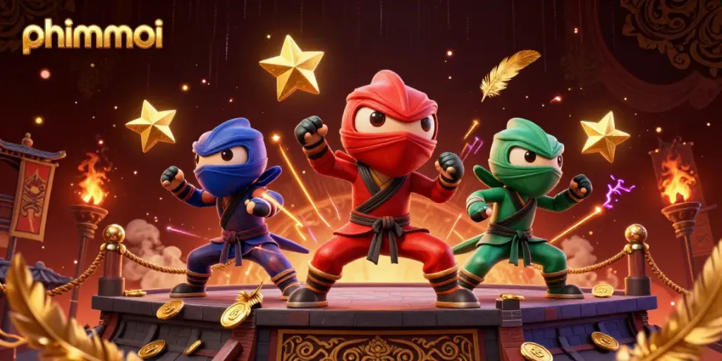 Engage in thrilling gameplay with phimmoi as ninja chameleons take action in a vibrant casino scene.