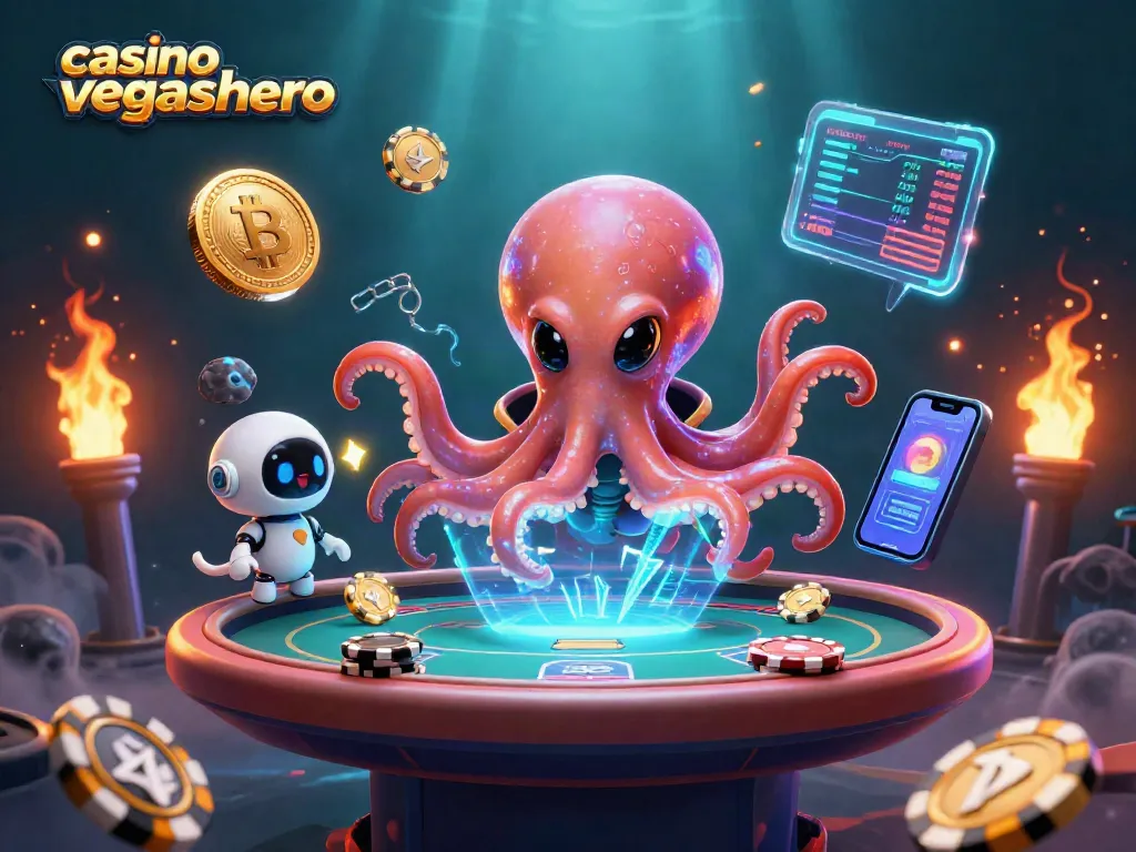 Engage in thrilling games at casino vegashero as a neon octopus deals across a holographic table.